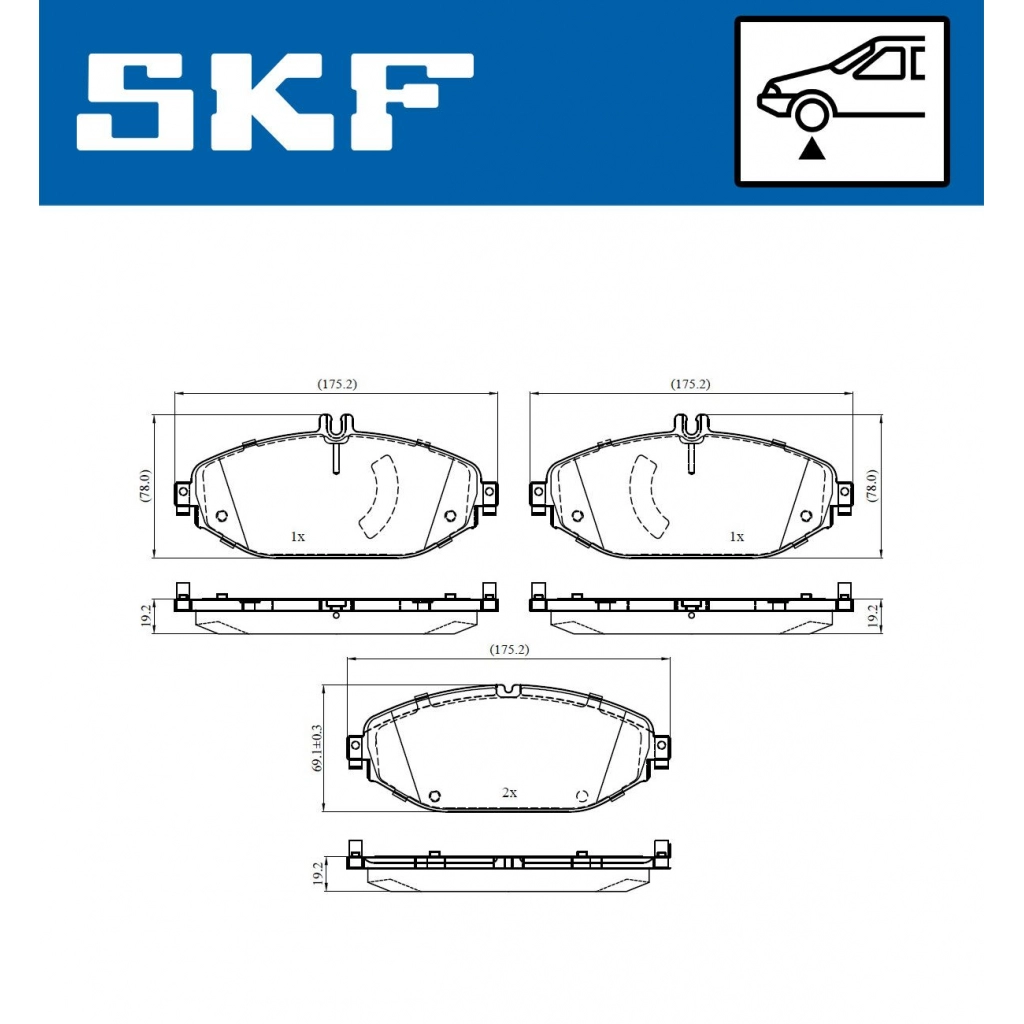 Тормозные колодки дисковые, комплект SKF 1440251101 NS E0AL VKBP 80530 изображение 0