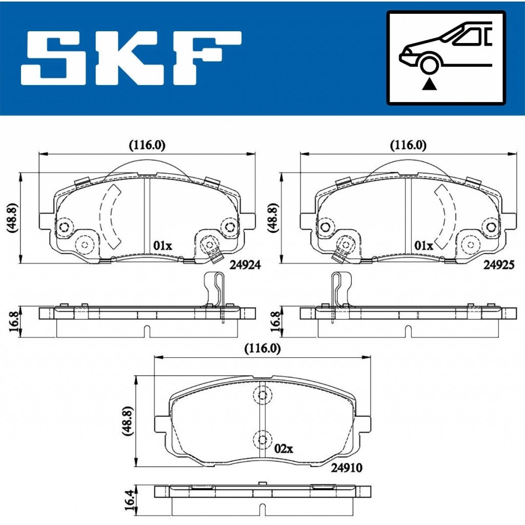 Тормозные колодки дисковые, комплект SKF 1440251125 06C AW7Q VKBP 80567 A