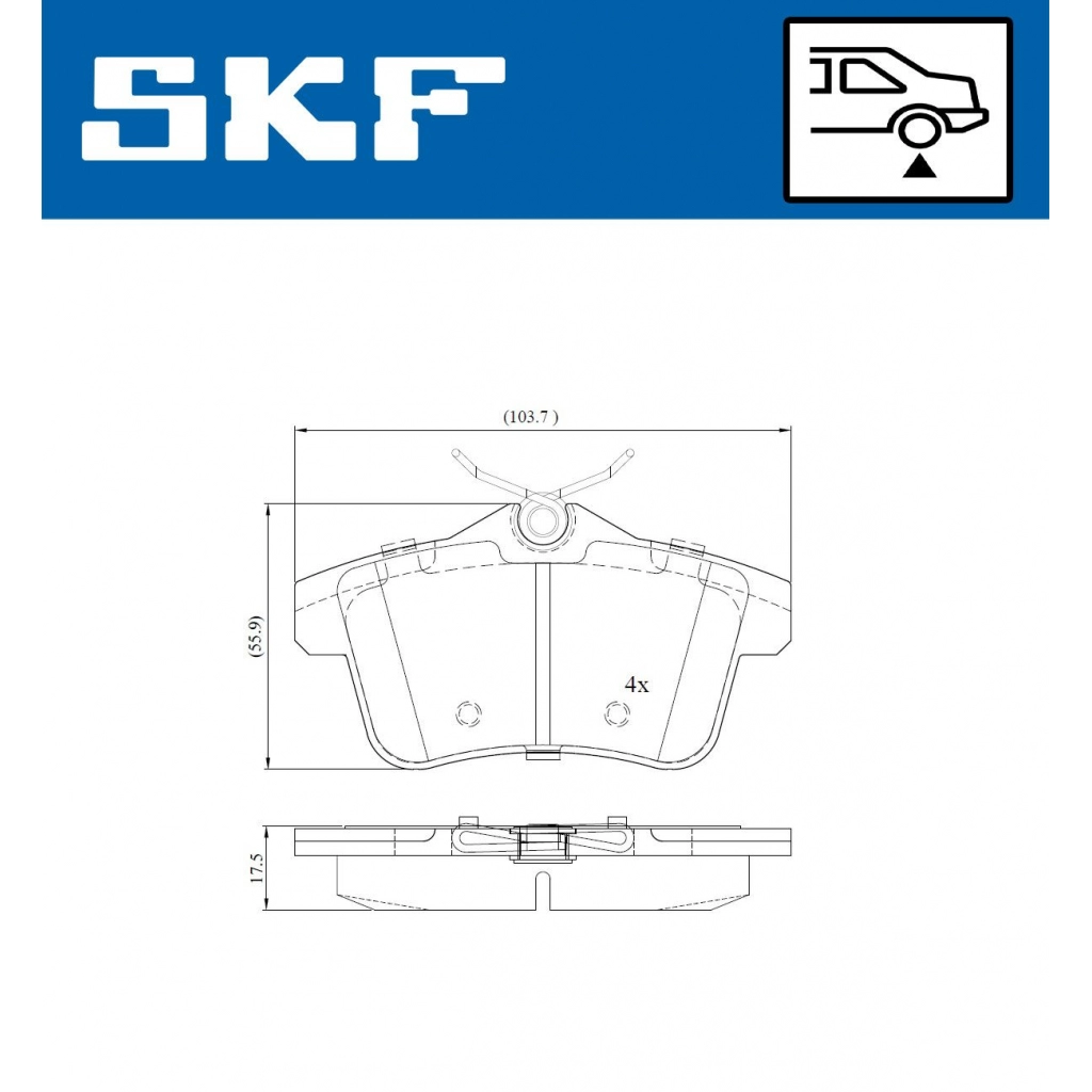 Тормозные колодки дисковые, комплект SKF 1440251180 CLN4 WL VKBP 90030 изображение 4