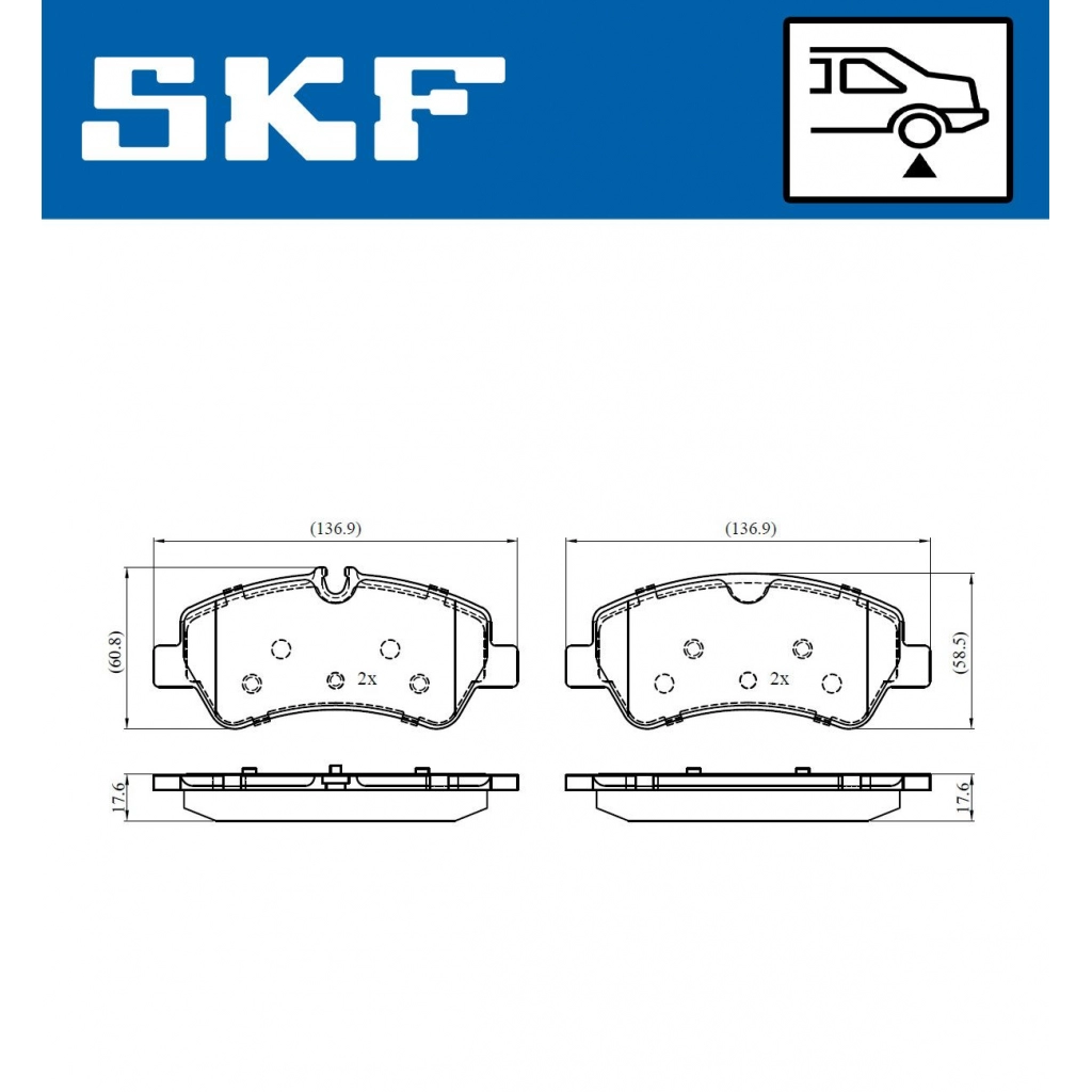 Тормозные колодки дисковые, комплект SKF 3M8 1W 1440251213 VKBP 90102 изображение 0