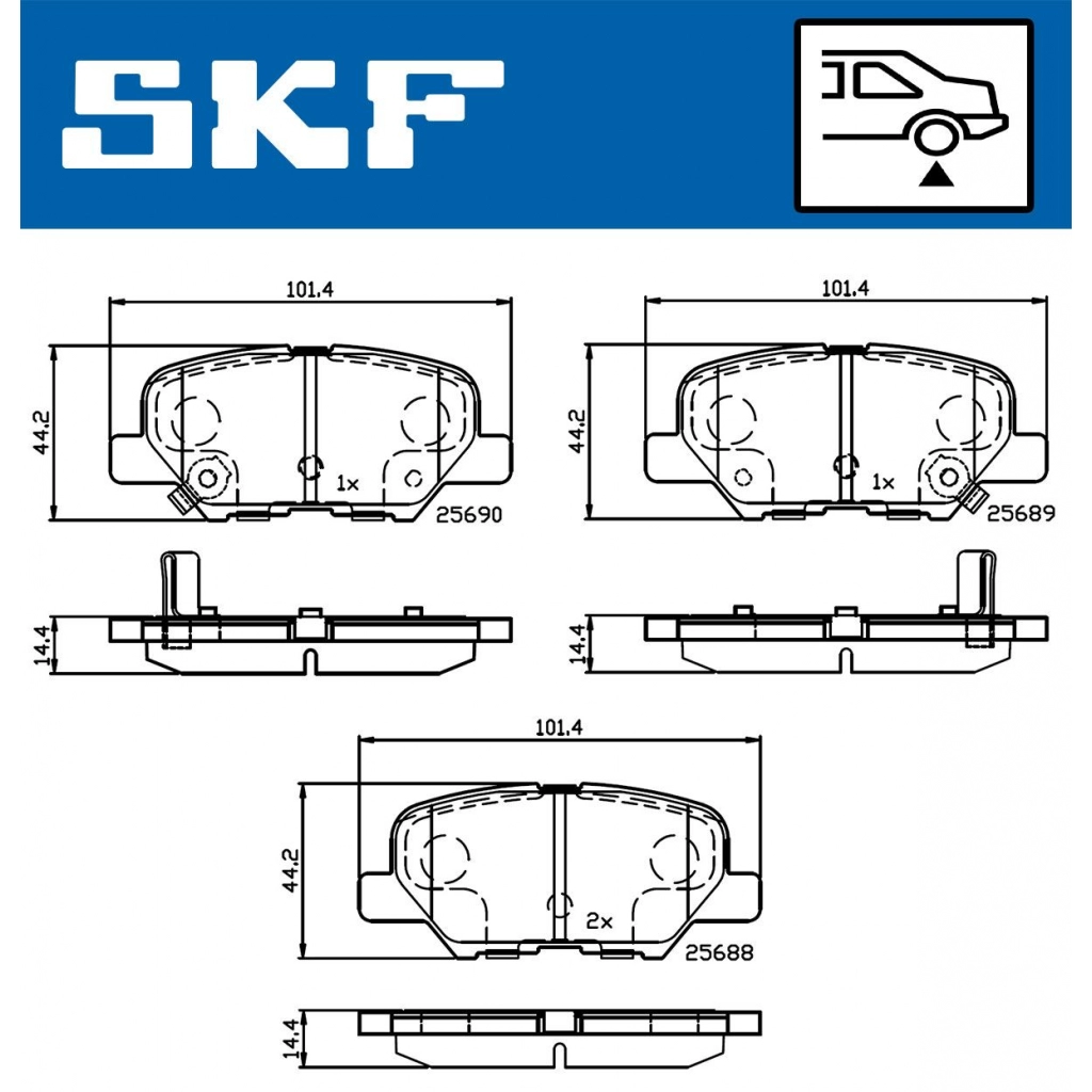 Тормозные колодки дисковые, комплект SKF GA OEEG VKBP 90253 A 1440251261