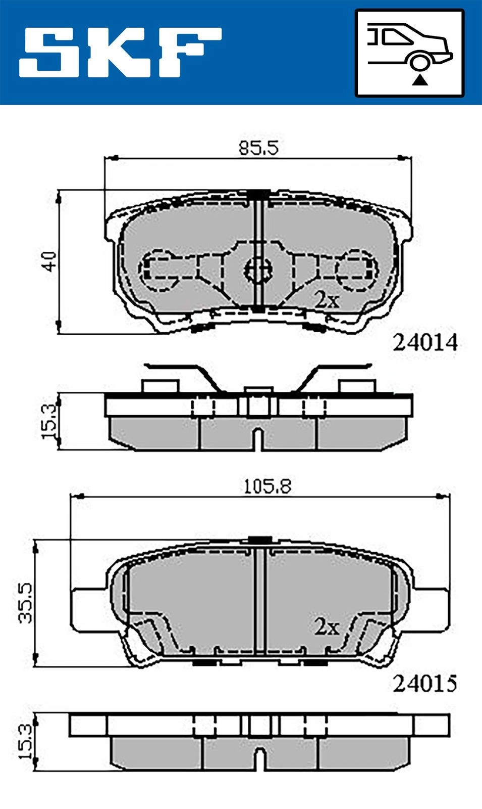 Тормозные колодки дисковые, комплект SKF 1440251306 N2KN 8Y VKBP 90416 A изображение 0
