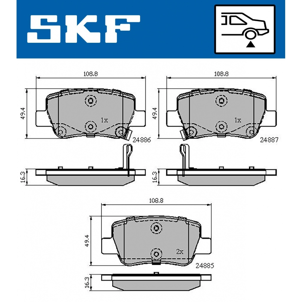 Тормозные колодки дисковые, комплект SKF 1440251314 VKBP 90458 A S V0SOH3
