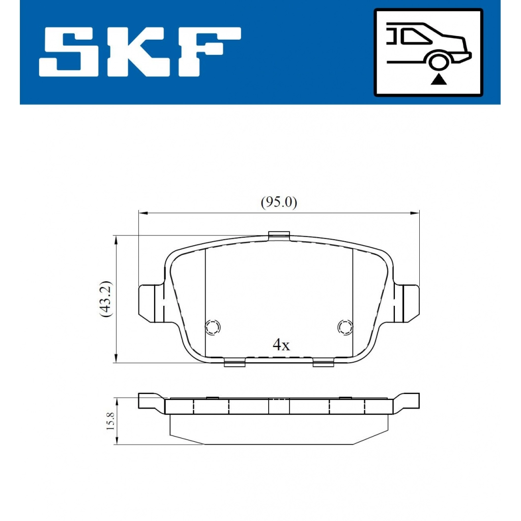 Тормозные колодки дисковые, комплект SKF XE O6N9B VKBP 90498 1440251325