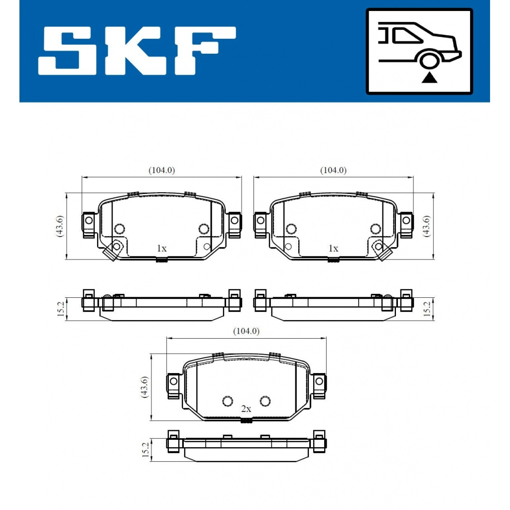 Тормозные колодки дисковые, комплект SKF 1440251326 R MYZS3 VKBP 90499 A