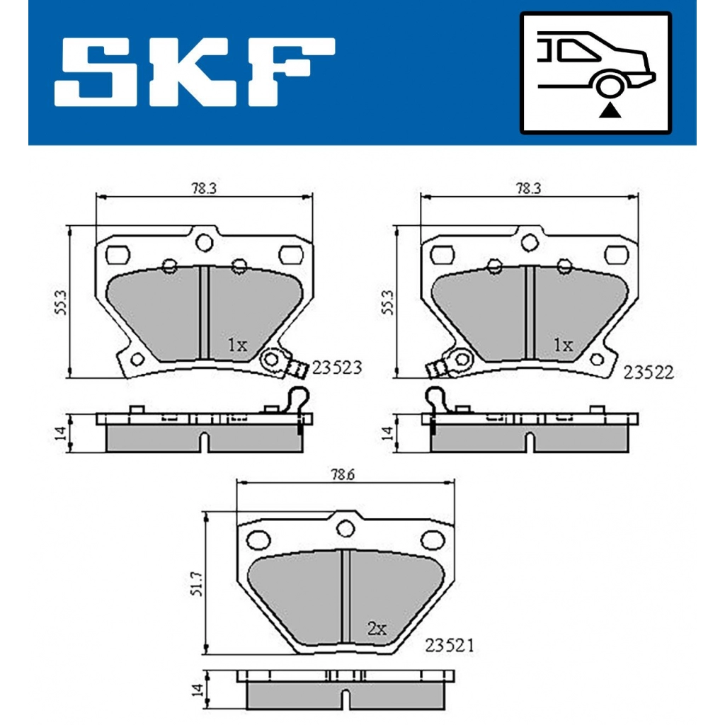 Тормозные колодки дисковые, комплект SKF 2 I0WWM 1440251343 VKBP 90559 A