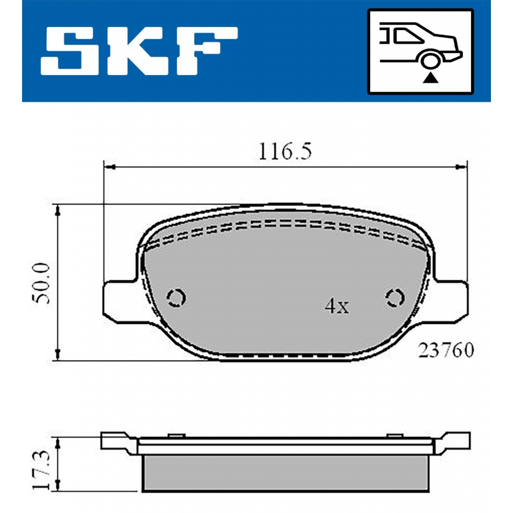 Тормозные колодки дисковые, комплект SKF 1440251345 17 5O4Q5 VKBP 90565 изображение 4