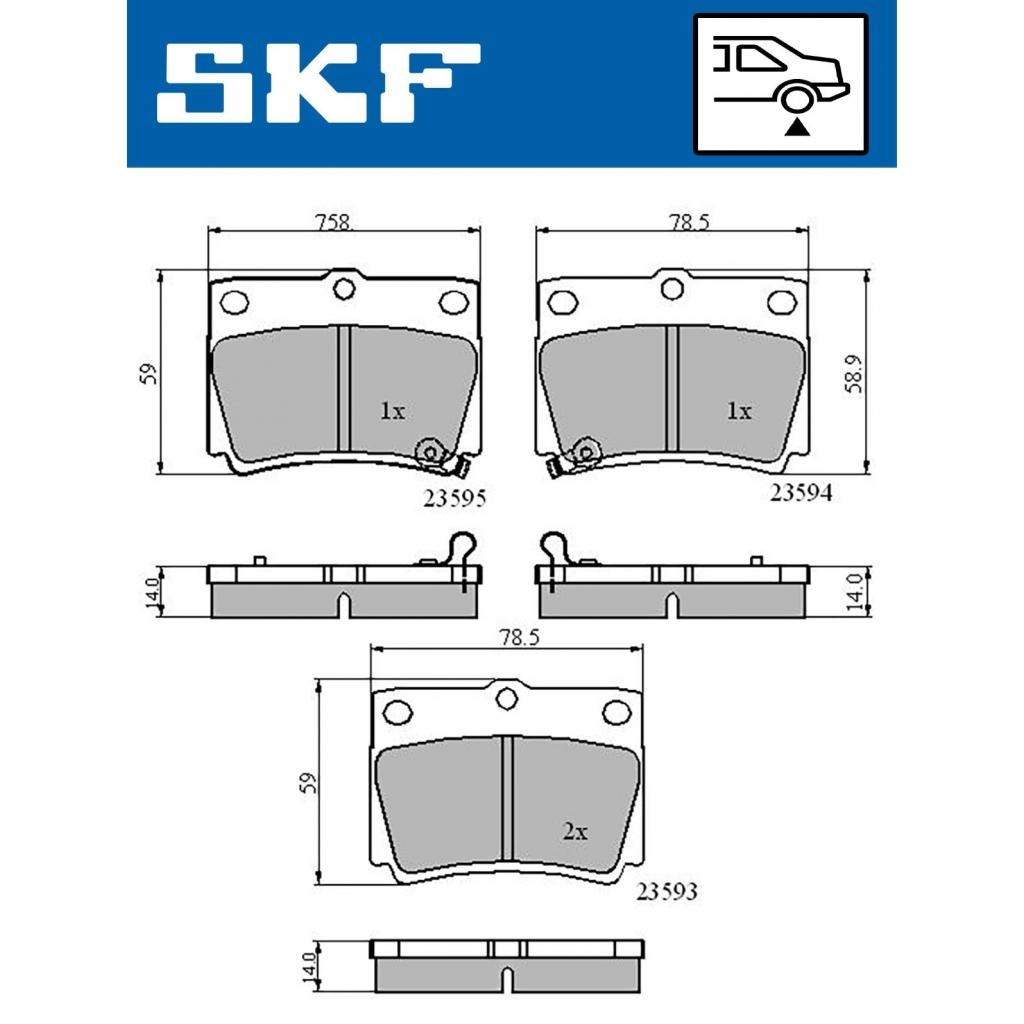 Тормозные колодки дисковые, комплект SKF XPRJ V5A 1440251366 VKBP 90640 A