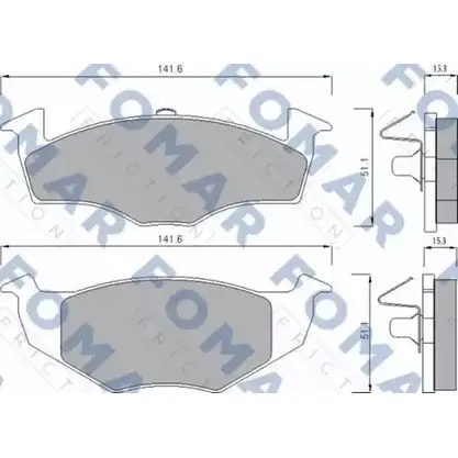 Тормозные колодки, дисковые, комплект FOMAR FRICTION 2 1866 4315491 FO 682581 21868