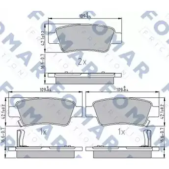 Тормозные колодки, дисковые, комплект FOMAR FRICTION FO 874281 4315630 2 4635 24636 изображение 0