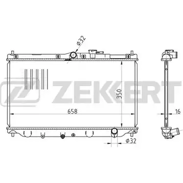 Радиатор охлаждения двигателя ZEKKERT MK-1055 J H695I KQ6HQ1 4319408 изображение 0