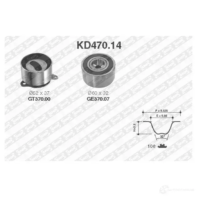 Комплект ремня ГРМ NTN-SNR 3413520609696 KD470.14 1166324 9WB IMA изображение 0