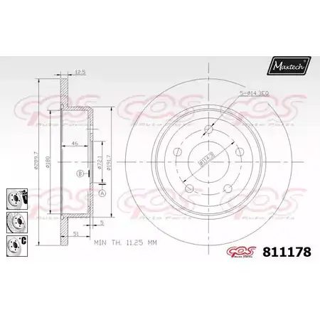 Тормозной диск MAXTECH 81 1178 811178.6880 QZIU3C 4325725