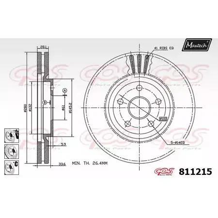 Тормозной диск MAXTECH 811215.6980 4325750 8 11215 1HJ5Z3Z