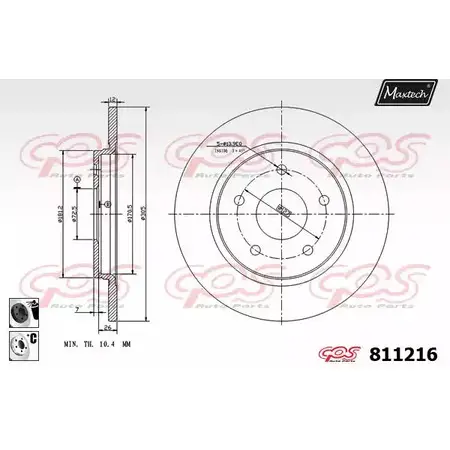 Тормозной диск MAXTECH 4325752 81121 6 811216.6060 3VRX73 изображение 0