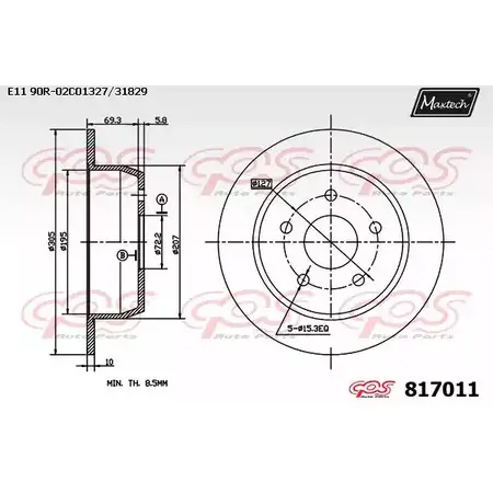 Тормозной диск MAXTECH 81 7011 VKCVEJ 817011.0000 4325779