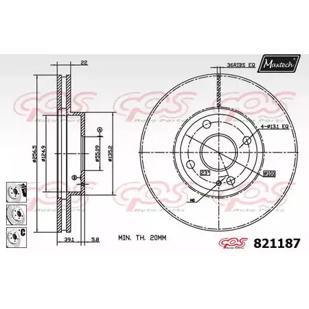 Тормозной диск MAXTECH 4325805 D8M7C 821187.6880 8 21187 изображение 0