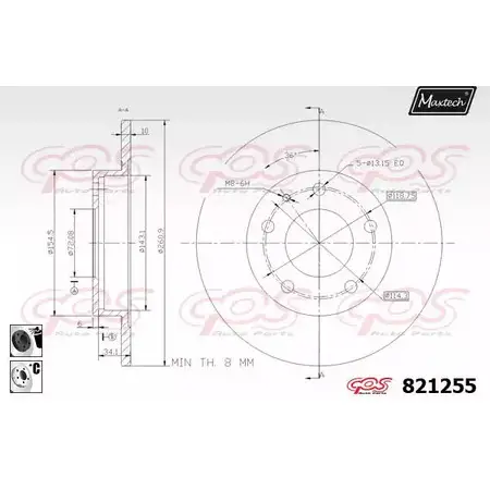 Тормозной диск MAXTECH VH8R3AY 821255.6060 4325816 8212 55 изображение 0