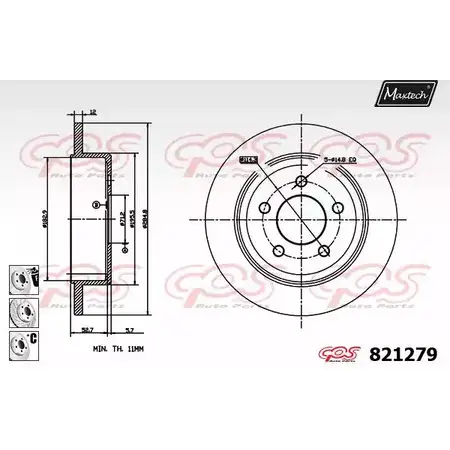Тормозной диск MAXTECH 8212 79 O03VQQK 4325841 821279.6880 изображение 0