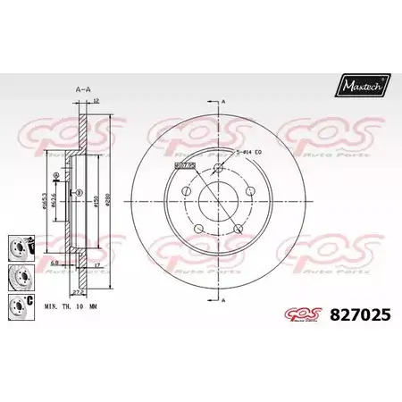 Тормозной диск MAXTECH 4325962 8270 25 HLOM1 827025.6980 изображение 0