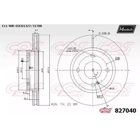 Тормозной диск MAXTECH 4326011 827 040 827040.0000 CWO4J7 изображение 0