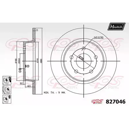 Тормозной диск MAXTECH 4326038 OA2YX 827046.6980 827 046