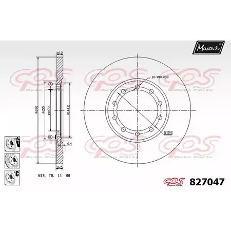 Тормозной диск MAXTECH 827047.6880 KEFP45A 4326041 8 27047