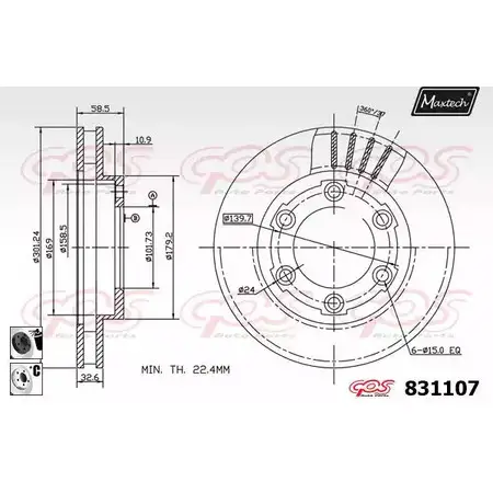 Тормозной диск MAXTECH T669Y 831107.6060 4326060 8 31107 изображение 0