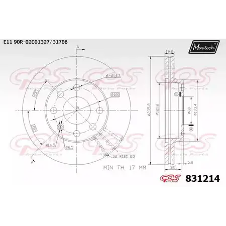 Тормозной диск MAXTECH 8312 14 4326115 1YA1W 831214.0000