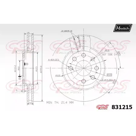 Тормозной диск MAXTECH 4326119 831215.0000 83121 5 EGHM5AU