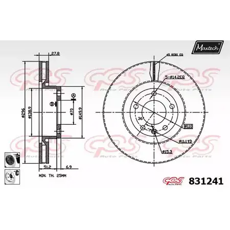 Тормозной диск MAXTECH 4326132 831241.6060 83 1241 XWG6TCO изображение 0