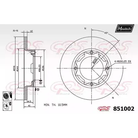 Тормозной диск MAXTECH 851002.6060 85 1002 4326163 4XMK79 изображение 0