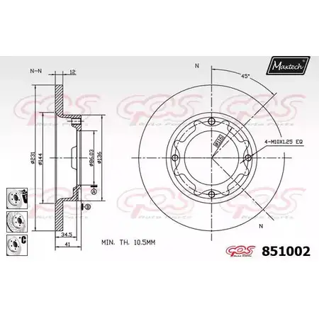 Тормозной диск MAXTECH 4326164 8510 02 8K1Z9 851002.6880 изображение 0