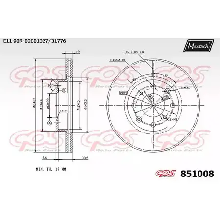 Тормозной диск MAXTECH 851008.0000 GSNIG 4326182 8510 08 изображение 0