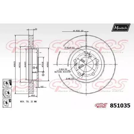 Тормозной диск MAXTECH 851035.6980 4326225 8 51035 LLX1K8