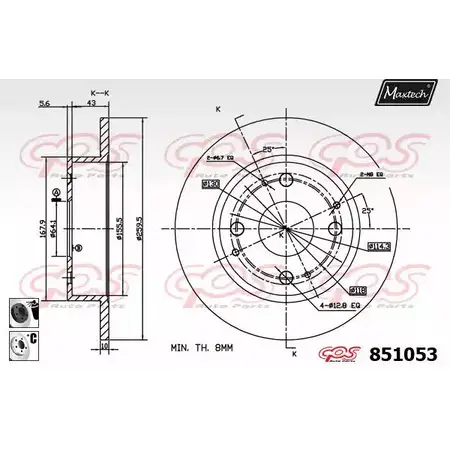 Тормозной диск MAXTECH 6DWCN 851 053 851053.6060 4326239 изображение 0