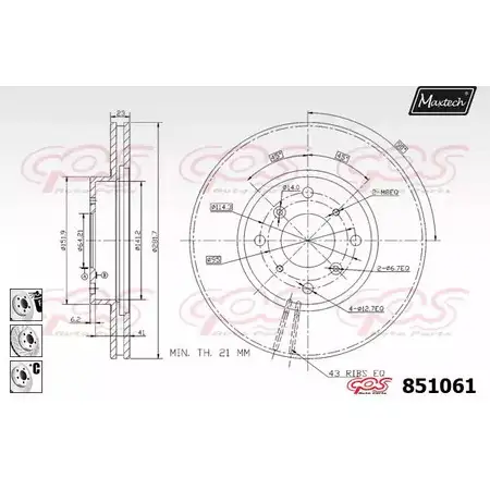 Тормозной диск MAXTECH 8 51061 4326257 3S1LYLG 851061.6980 изображение 0