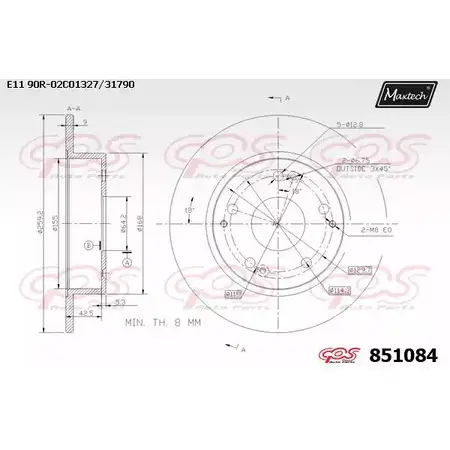 Тормозной диск MAXTECH 85 1084 851084.0000 AE3N77O 4326270 изображение 0