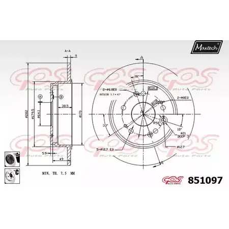 Тормозной диск MAXTECH 7CA2H 4326295 8 51097 851097.6060