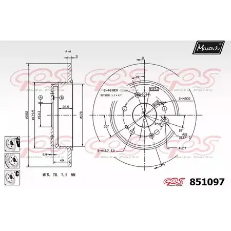 Тормозной диск MAXTECH XJQCORZ 851097.6980 4326297 85 1097