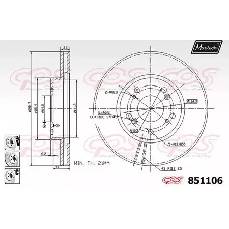 Тормозной диск MAXTECH 851106.6880 4326320 85110 6 FZSZ0RY