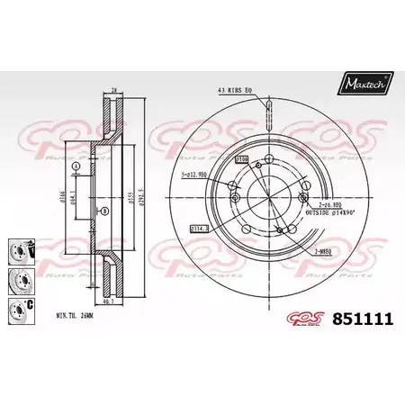 Тормозной диск MAXTECH 851 111 SI8WS 851111.6880 4326340