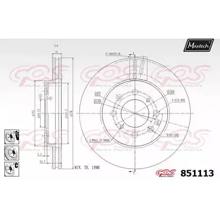 Тормозной диск MAXTECH 4326345 851113.6980 6B70ZZ 8 51113 изображение 0