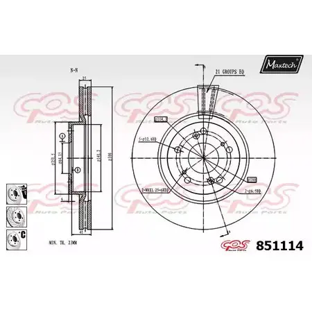 Тормозной диск MAXTECH 851114.6980 85 1114 EKHHW 4326349