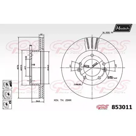 Тормозной диск MAXTECH 853 011 853011.6980 4326404 T78O2 изображение 0