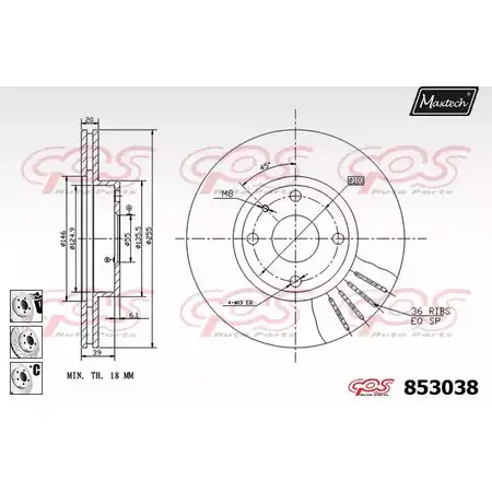 Тормозной диск MAXTECH 853038.6880 8530 38 Z0OAQYE 4326463 изображение 0