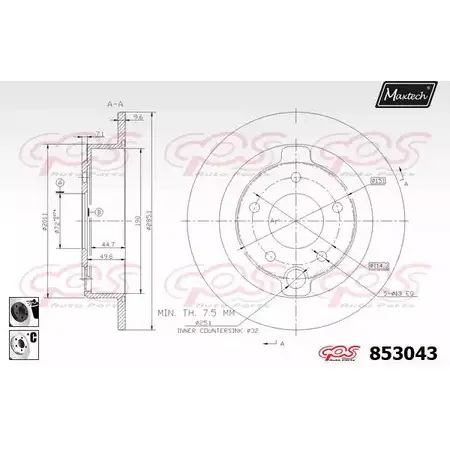 Тормозной диск MAXTECH 8530 43 Y8BGUTU 853043.6060 4326478 изображение 0