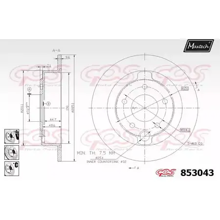 Тормозной диск MAXTECH 85 3043 U33OS 4326479 853043.6880 изображение 0