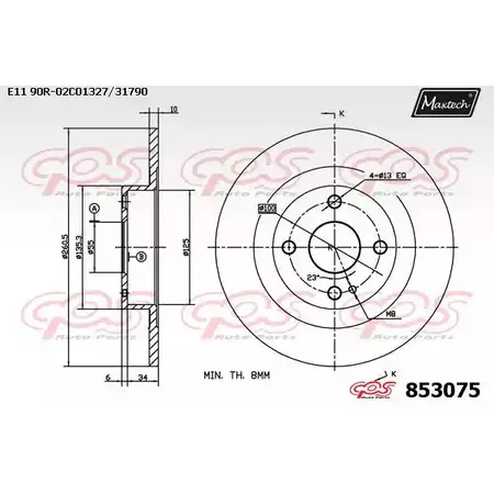 Тормозной диск MAXTECH 853075.0000 HDSTMF 4326501 8 53075