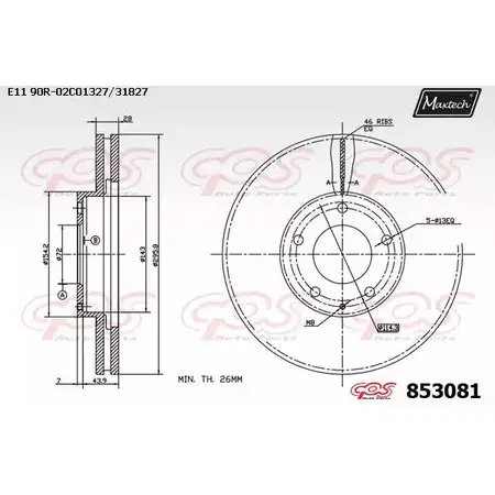 Тормозной диск MAXTECH UWU7YS 853081.0000 85308 1 4326521 изображение 0